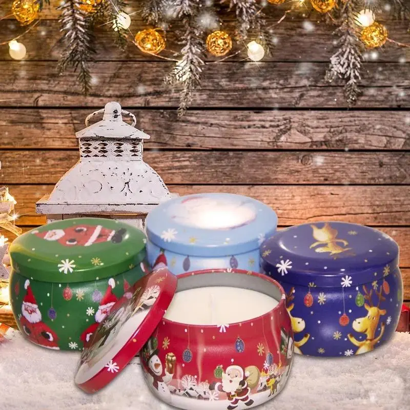 Vintage Metal Storage Tin Box Small Sealed Tea Cans Candle Jar with Lid Candles Making Container Christmas Candy Box
