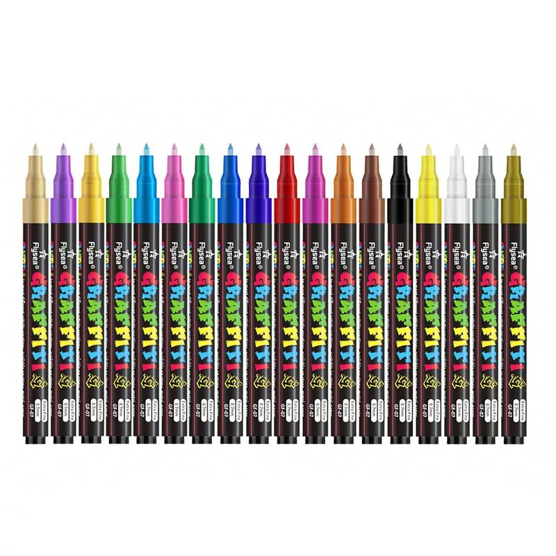 Product Introduction of Acrylic Paint Marker Pen Set, 18pcs/set Waterproof 0.7mm Acrylic Paint Marker Pen Set for Rock Wood Plastic Glass Metal Canvas, Multipurpose Art Supplies for Graffiti, Stationery for Adults 5