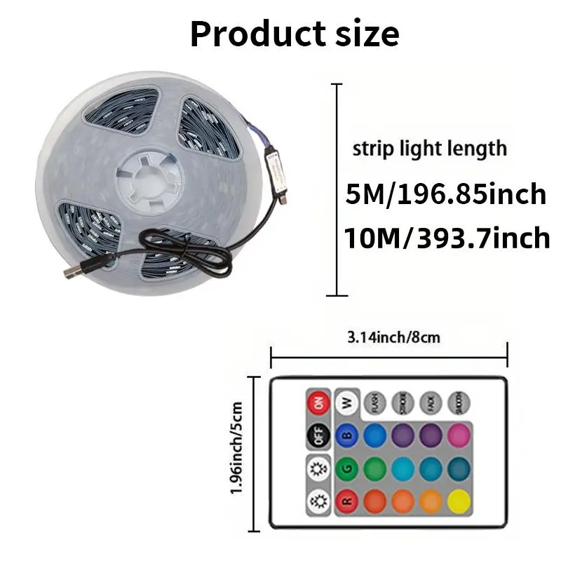 USB Powered LED Strip Light, RGB Color Changing LED Light with APP & Remote Control, Smart LED Lights for Bedroom, Home, Living Room, Decorative Light for Party, Festival 1