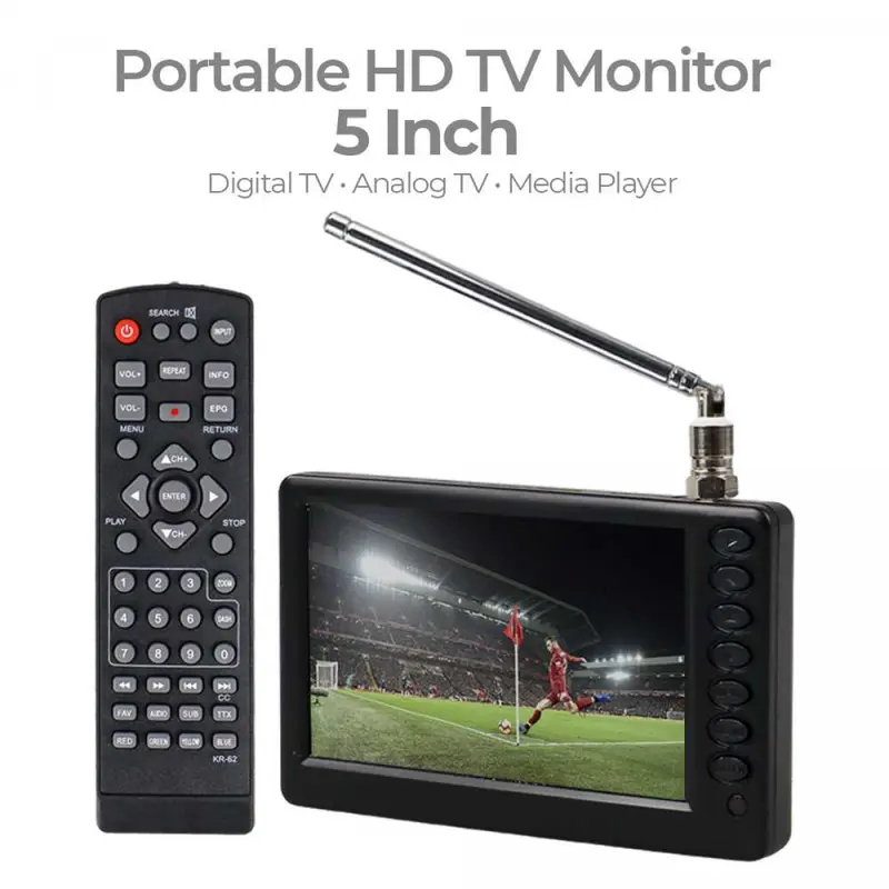 Taffware Portable HD TV Monitor 5 Inch DVB-T2 + Analog - D5 0