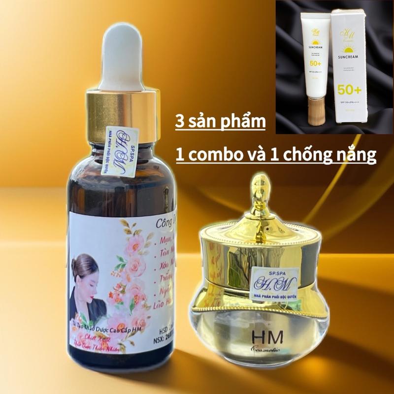 (( 1 combo thảo mộc spa  màu đen trị mụn )) gồm 1 tinh chất thảo dược cao cấp và 1 kem dưỡng trắng có thêm 1 chống nắng Không chứa paraben Skincare Serum peelda retinol combo  trị nám Kem Chống Nắng