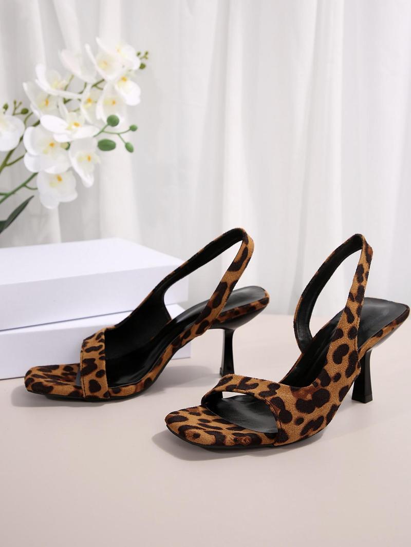 Product Introduction of Women's Fashion Leopard Print Slingback Sandals, Sexy Fashion Open Toe High Heel Sandals for Party, Daily Clothing Decor for Women & Girls 11