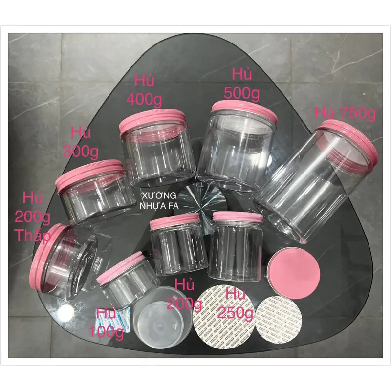 ( seal Lót ) HỘP PET NẮP NHÔM BẠC / VÀNG / HỒNG - HỦ NHỰA TRONG SUỐT 1kí / nửa kí  500g đựng thực phẩm 3