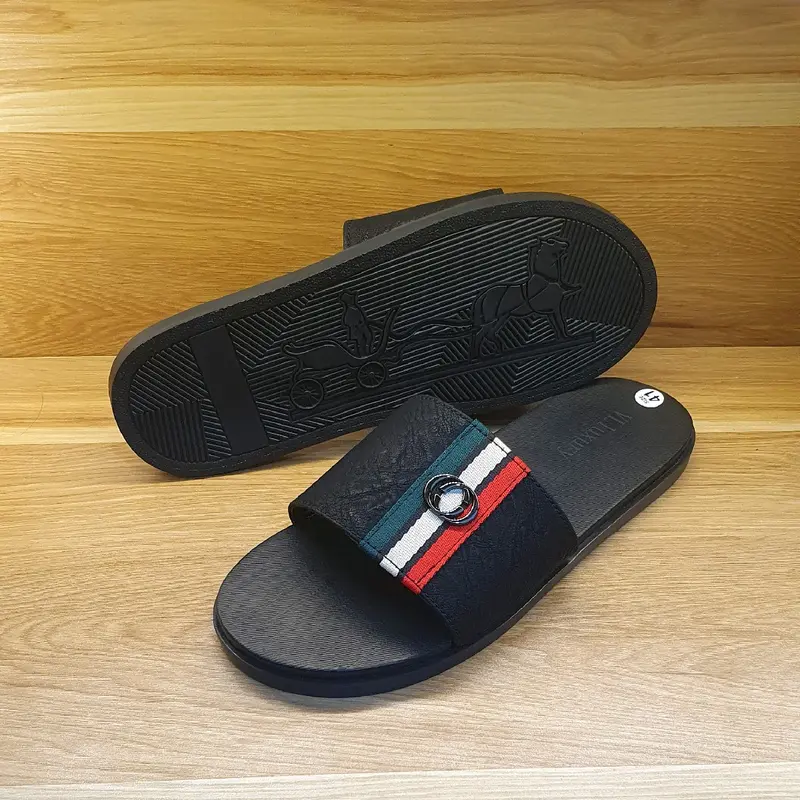 dép nam  GC3 Slipper Nhung Len Nam Đồng Đồng đế cao su non êm mềm mại - Đế Bằng, quai da sít cao cấp DéP dép  sọc depnam  chat dép  đi slipperyt đẹp 4