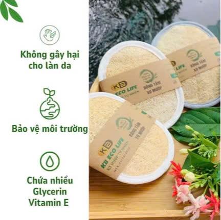KB Bông Tắm Xơ Mướp 2 Mặt Xơ KB Ecolife Size L 100% Oganic Không Tẩy Trắng Và Hóa Chất Độc Hại An Toàn Cho Da 3