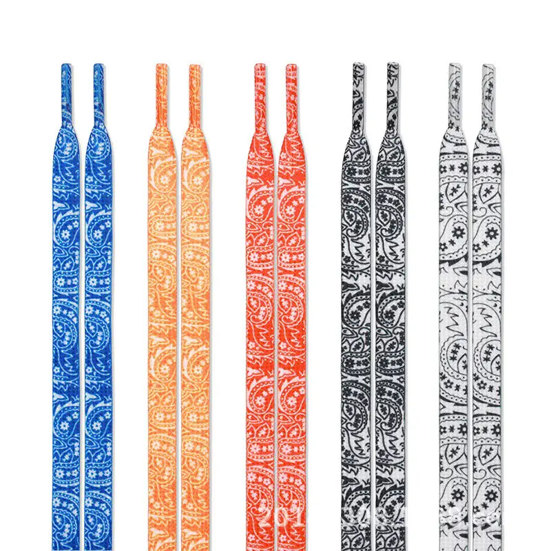 Cashew Flower Creative Colorful Polyester Flat Shoelaces For Canvas Shoes White Shoes High-top Shoes Accessories