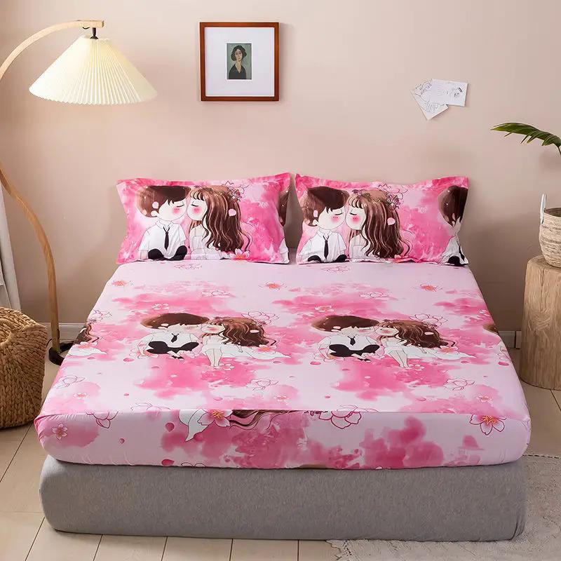 Product Introduction of Brushed Fitted Sheet Elastic Band Home Strap Bedding High-End Luxury Mattress Cover Bedsheet No Pillowcase Simple Multi Size Bed 7