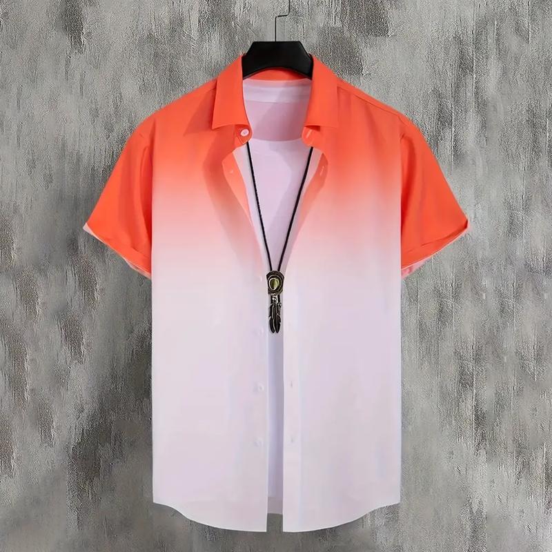 Product Introduction of Gradient men's casual shirt 3D printed Hawaiian shirt Comfortable breathable super cool top unisex street style Menswear Lingerie Tropical Short Sleeve Ombre Shadow Streetwear Collar Collared 1