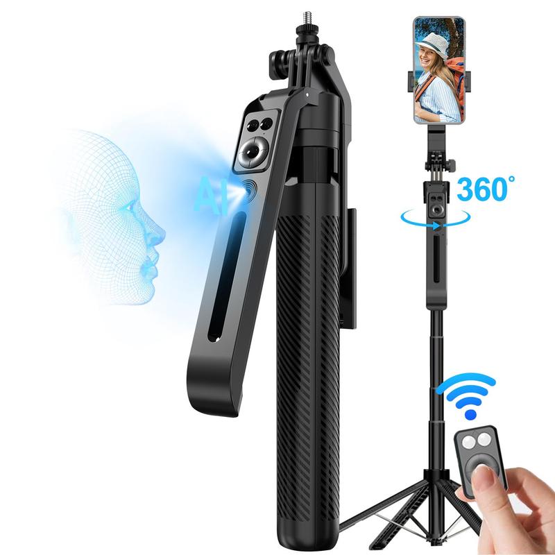 Auto Face Tracking Tripod, 360° Rotation Phone Holder with Remote Control, Moving Tripod for Video Live Stream, Phone Camera Stabilizer, Selfie Stick, Electronics Accessories, Black, Smartphone, Cellphone 1
