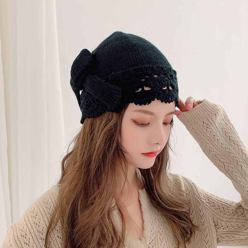 Mũ Phong Cách Hàn Quốc, Dành Cho Nữ, Có Nơ, Dễ Thương Và Dễ Phối Đồ Thích Hợp Cho Mùa Thu Và Mùa Đông, Mũ Nồi Bít Mũi, Thủ Công, Mũ Len Dệt Kim Móc Nữ, Thích Hợp Cho Mùa Xuân Và Mùa Thu 2