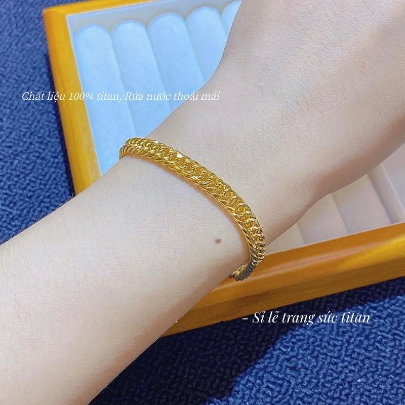 Lắc tay sợi bện chất liệu titan cao cấp không gỉ mạ vàng 24k thiết kế kiểu dáng bện vải thời trang cá tính dành cho nữ