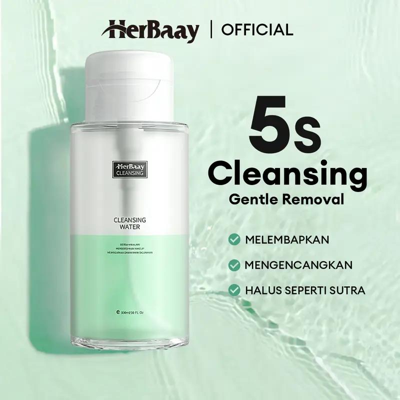 【BUY ONE GET ONE】HerBaay 5 Seconds Cleansing Brightening Micellar Cleansing Water Makeup Remover Mata Tanpa Membuat Iritasi Moisturizing hydrating Deep Cleaning 145 ml 1