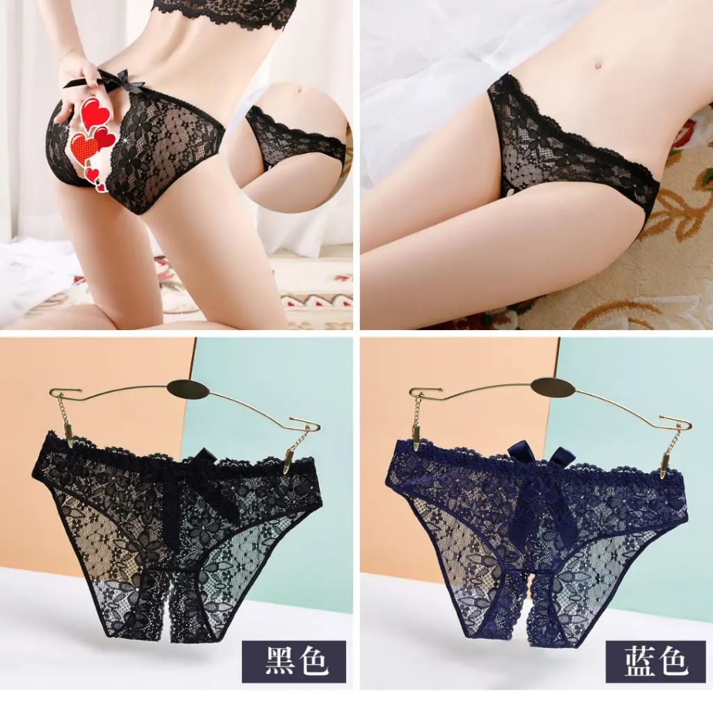 LS1525 Sexy G String Open Lingerie Crotch Thongs Lace Pantie Briefs