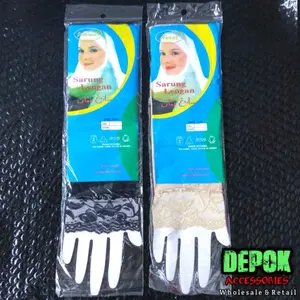 Handsock Manset Lengan Muslim RENDA | Hitam Putih Cream