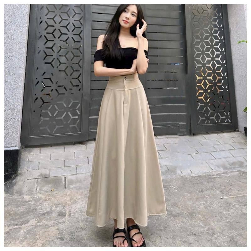 Product Introduction of Chân váy xòe dài lưng cao 1 nút Hàn Quốc cho nữ - Women Dress 10