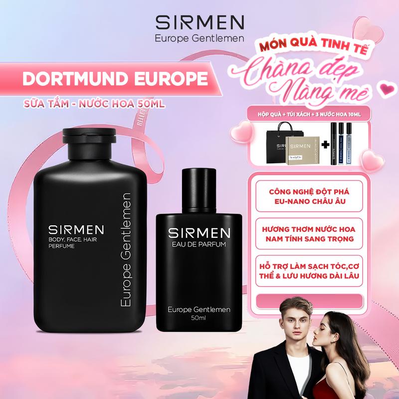 Bộ quà tặng cho nam DORTMUND EUROPE - Gồm Sữa tắm gội 4in1 350g và Nước hoa nam Eau de Parfum 50ml hương nước hoa châu Âu SIRMEN| TẶNG TÚI XÁCH & NƯỚC HOA 10ML