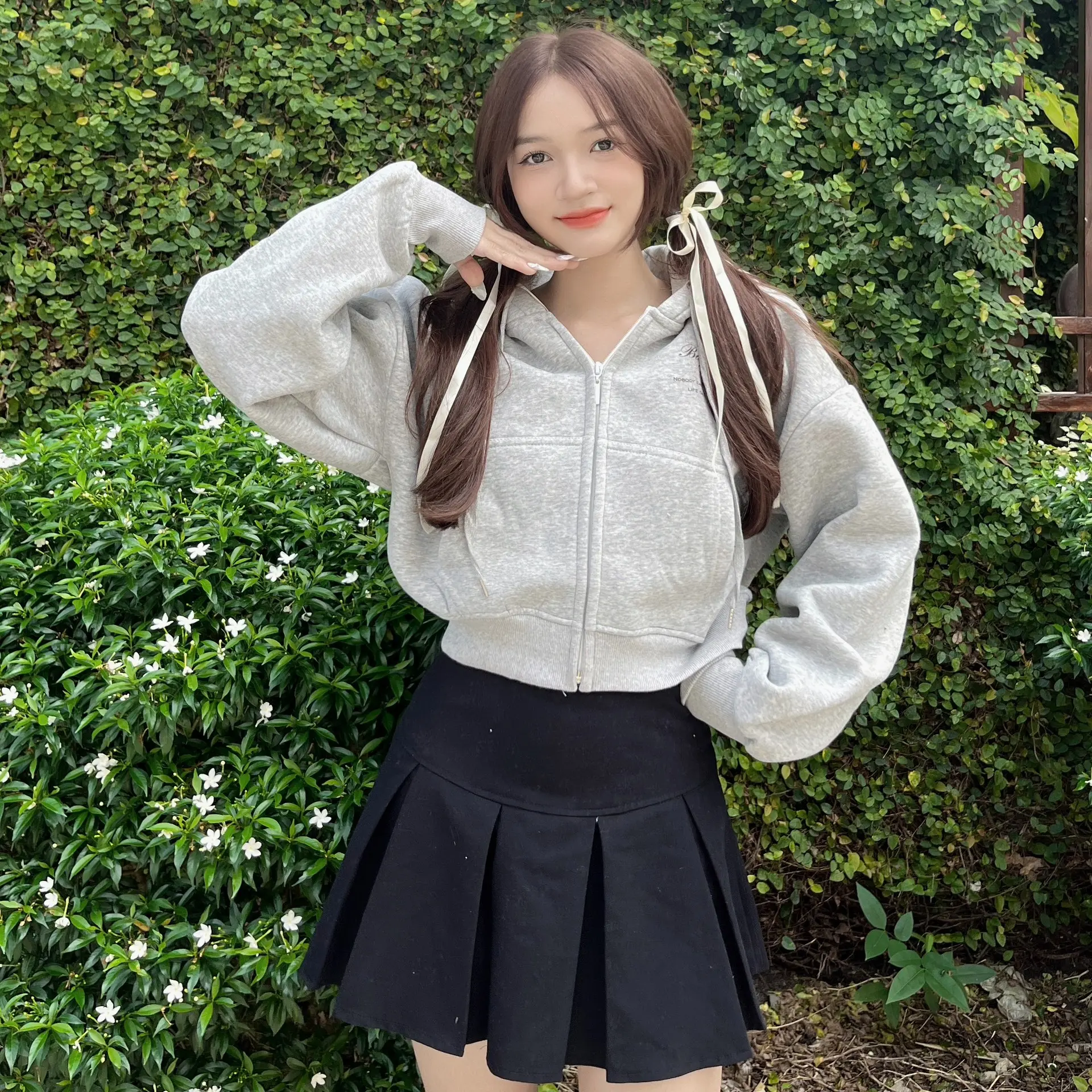 Áo khoác nỉ croptop chất liệu nỉ bông cực xinh DEUNCOOL Ver 1.0