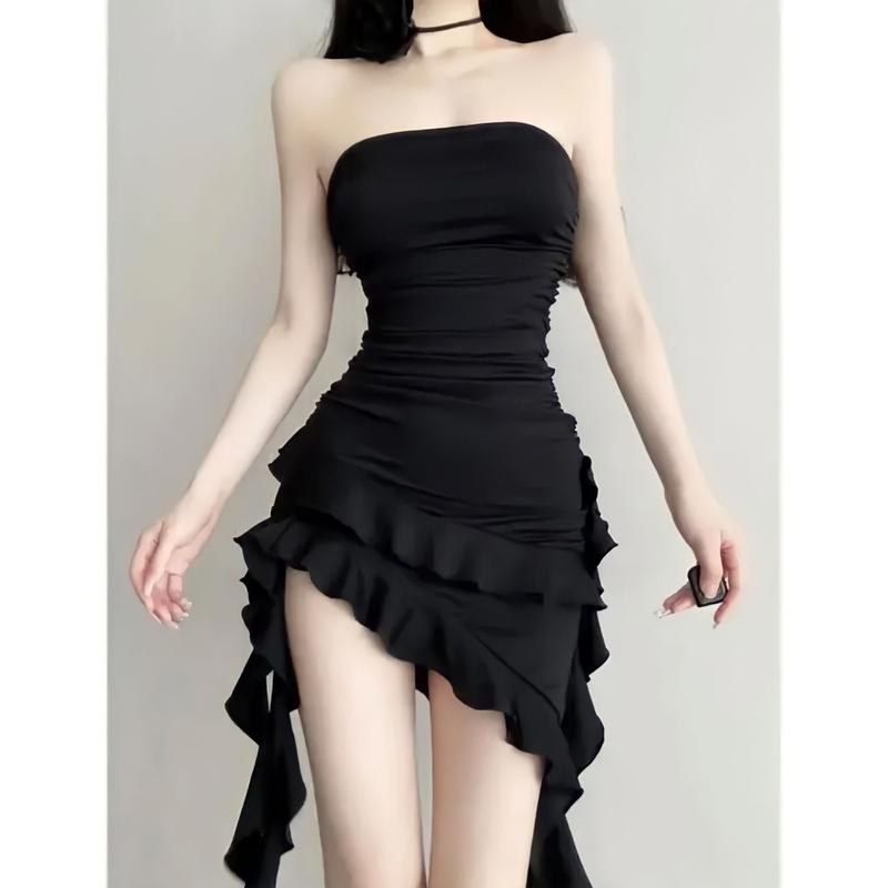 ĐẦM BODY ỐNG CÚP TUA RUA THUN LẠNH CÓ SẴN MÚT