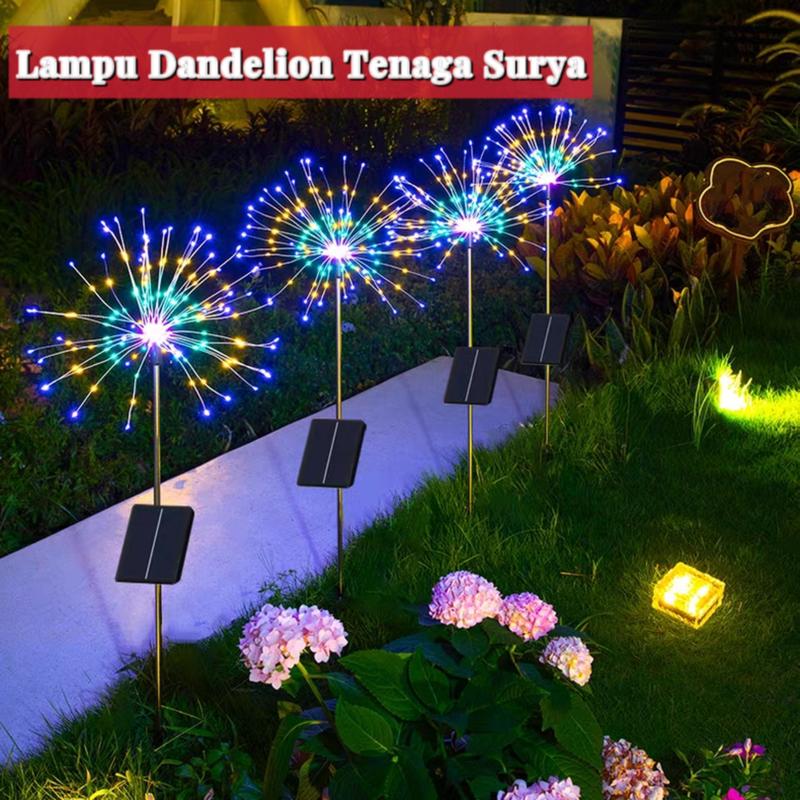 p plus Lampu Bunga Dandelion Tenaga Surya Anti AIR Untuk Dekorasi Taman Outdoor/Lampu LED Tenaga surya bentuk  kembang/ Outdoor Tahan Air Taman Halaman Dekorasi Lampu Lansekap baja plastik solar  saklar 1