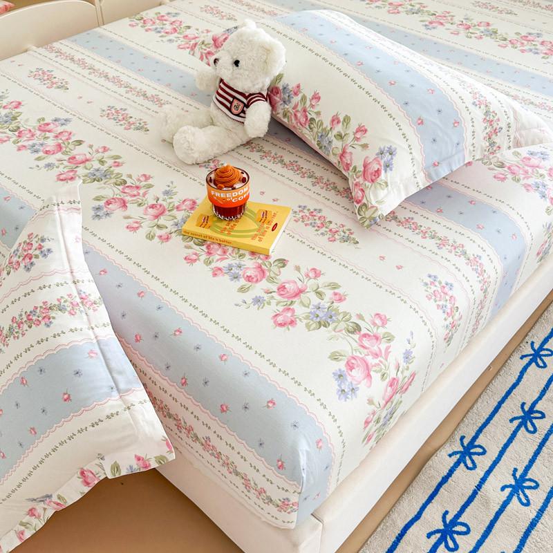 100% Cotton Fittedsheet Single Queen King bedsheet 3feet 3.5feet 5feet 6feet 1