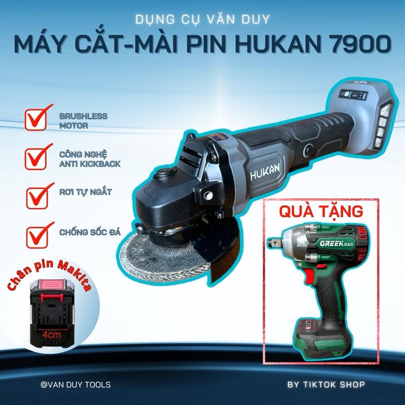 Máy Cắt-Mài Pin Hukan HK-AG7900BL, Có công nghệ chống lật ngược, rơi tự ngắt, chống sốc đá, chỉnh 5 cấp tốc độ ( Tặng kèm thân máy khoan 1155q khi mua bộ ) máy  cắt  cầm  tay