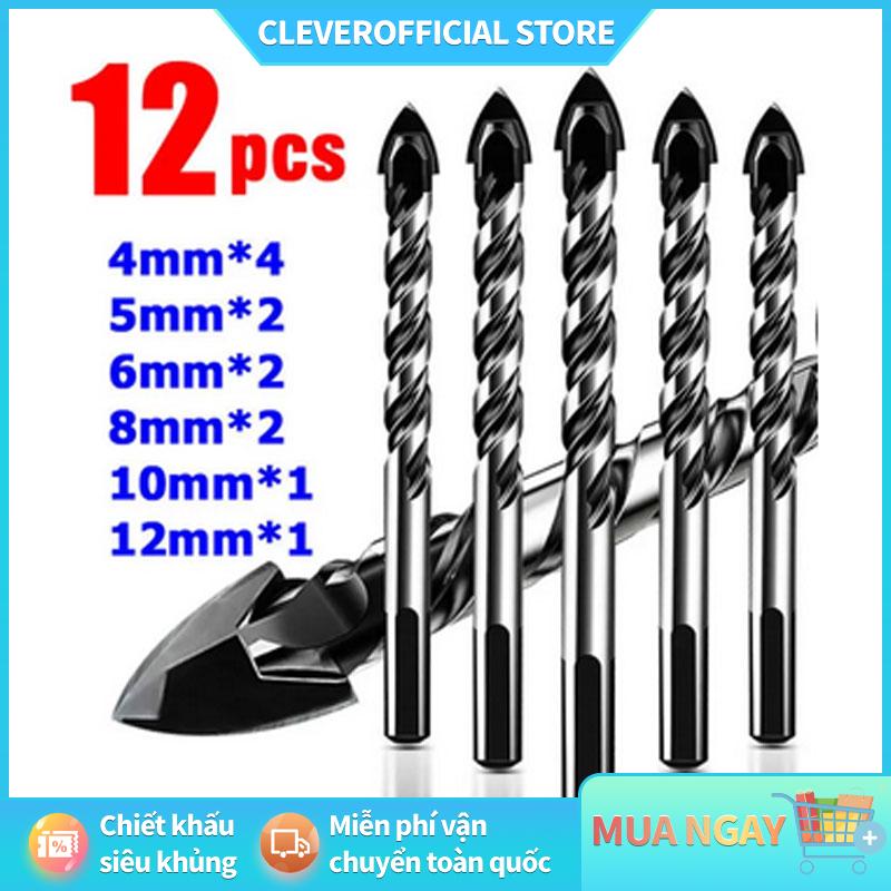Mũi Khoan Gạch Hình Tam Giác 2 Cạnh Đa Năng 12 Mũi Khoan 4-12Mm Đầu Cacbua Cho Kính Gốm Bê Tông Lỗ Khoan Bộ Dụng Cụ Khoan