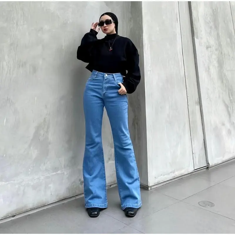 Tissa. - HW Cutbray Jeans Wanita - Celana Cutbray Strecht Kekinian - Cutbray Flared- Streetch Premium VOLL 10 Cewek Panjang