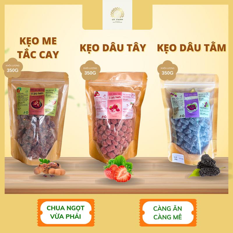 Combo mix 3 Túi Kẹo Dâu Tây, Dâu Tằm, Kẹo Me Tắc Cay Dẻo Dẻo Thơm Ngon Vị Trái Cây Chua Ngọt Tự Nhiên - Mỗi Túi 350g Snack Ăn Vặt Food Candy Thức Ăn