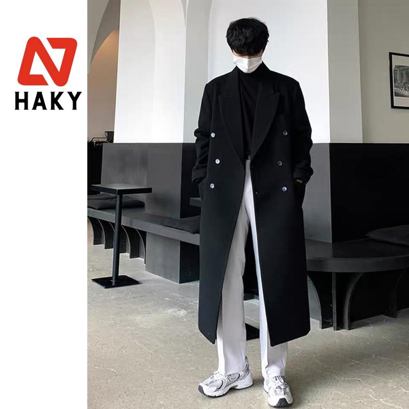 HK18- PHOM MỚI Dáng Dài Áo Mangto Dạ Dáng Dài Form Rộng Cao Cấp Haky, Áo Mangto Nam Dài 6 Cúc Chất Liệu Dạ Cao Cấp HK18, Áo Măng Tô Thiết Kế Có Đệm Vai Menswear