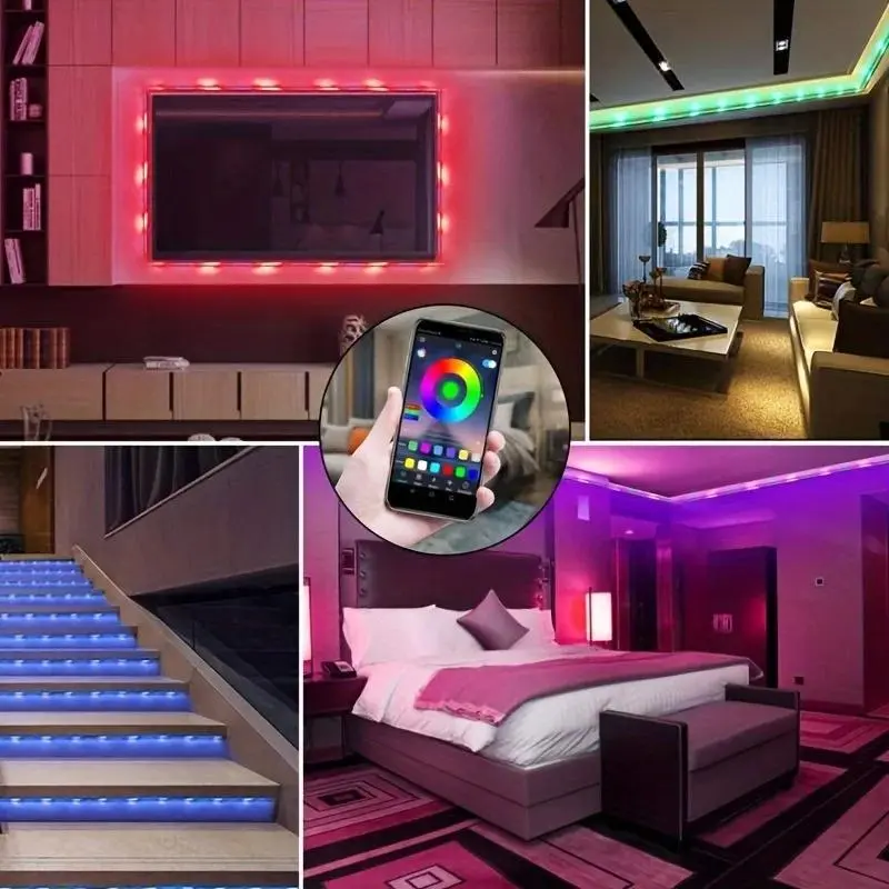 USB Powered LED Strip Light, RGB Color Changing LED Light with APP & Remote Control, Smart LED Lights for Bedroom, Home, Living Room, Decorative Light for Party, Festival 7