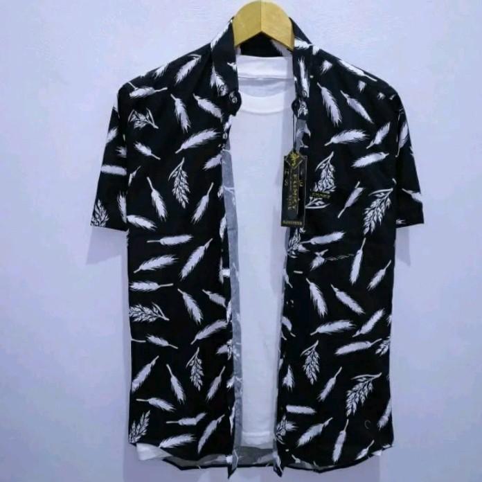 KEMEJA MOTIF PRIA BOYI TOP MAN LENGAN PENDEK KASUAL DISTRO KERJA. Standar Surfing Hem 3