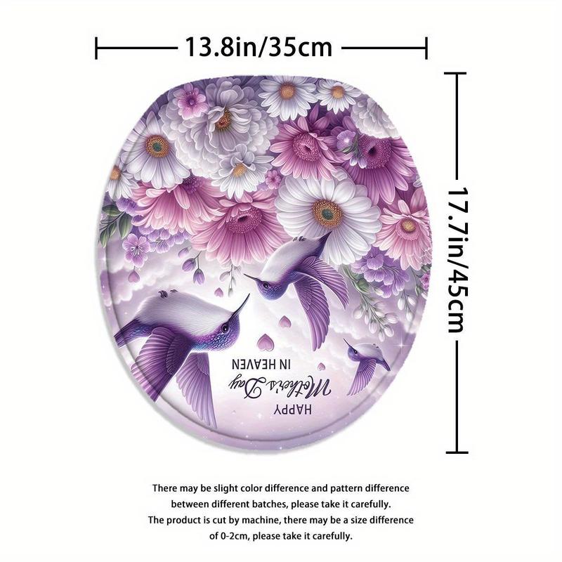 Product Introduction of Flower Pattern Bathroom Decorations, 4 Counts/set Including Shower Curtain & Toilet Lid Cover & Mat & U-shaped Mat, Bathroom Decor Supplies 7
