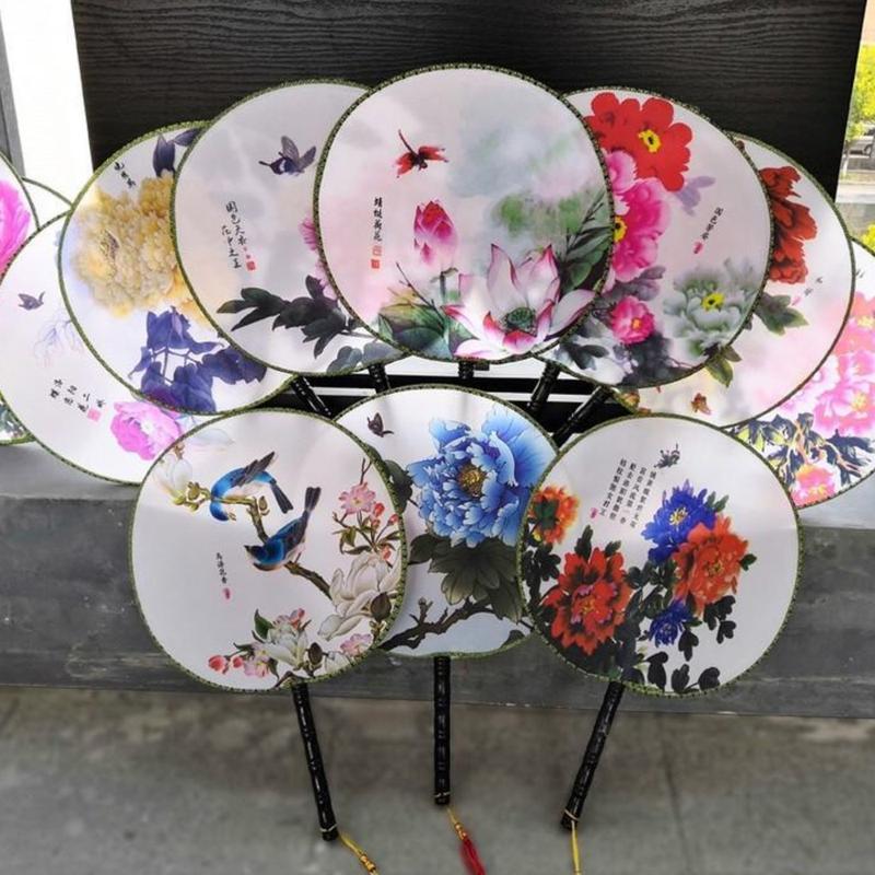 Loại 25 Quạt tròn cổ phong dây tuyến quạt cầm tay phong cách Trung Quốc cổ trang cổ điển cosplay in hoa trang trí đẹp