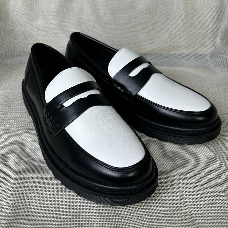 Giày lười nam penny loafer da cao cấp đế khâu tăng chiêu cao màu đen trắng thanh lịch