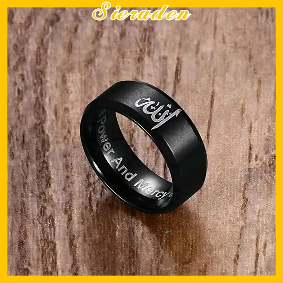 sieraden Jewellery cincin lafadz Allah hitam Titanium Rings