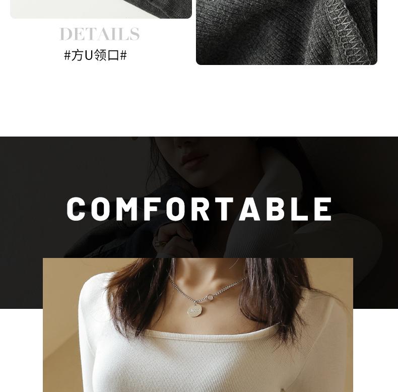 Product Introduction of 2025 Spring, Summer, Autumn Bottoming Shirt Black Low-Neck Women's Spring and Autumn Tops Long Sleeve Inner Wear Korean Style Slim Fit 14