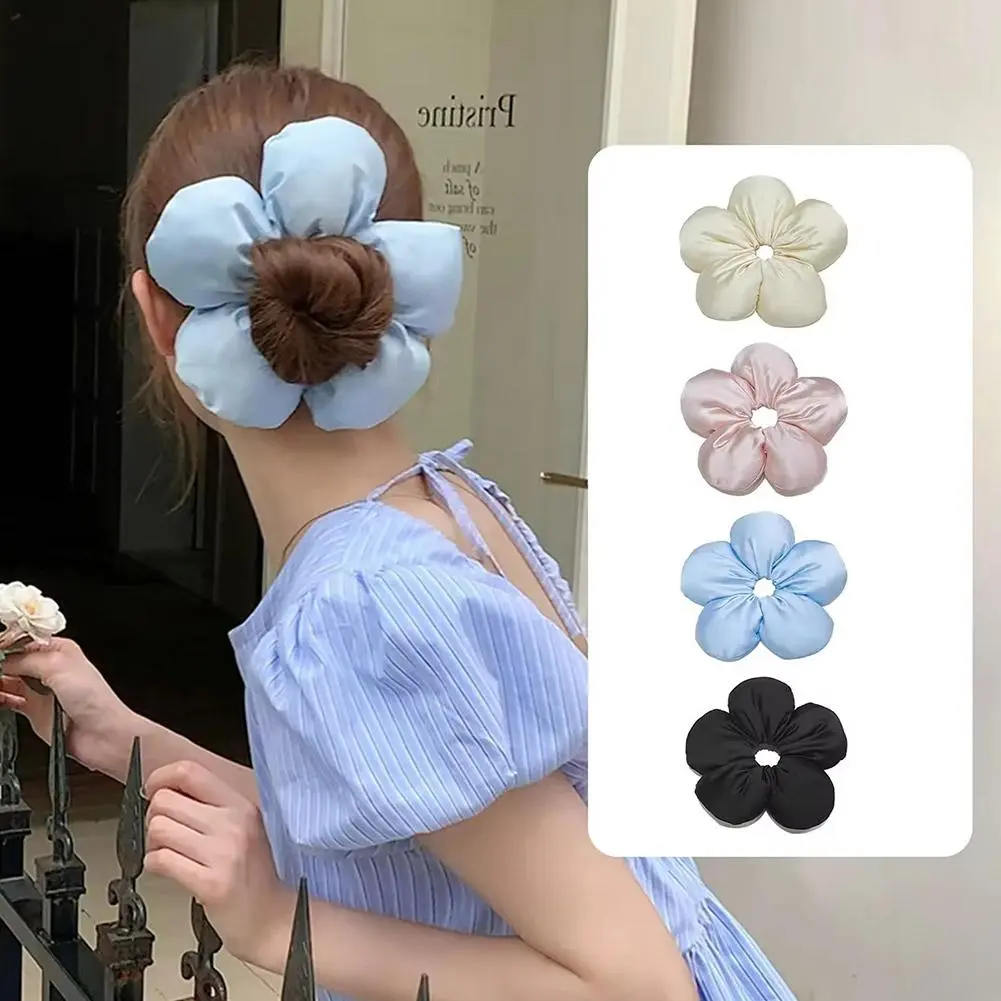 Ikat Rambut Bunga, Jalur Elastik, Ikat Kepala Kain Bunga Tiga Dimensi, untuk Kanak-kanak Perempuan, dengan Aksesori Rambut, Ikat Rambut Bunga