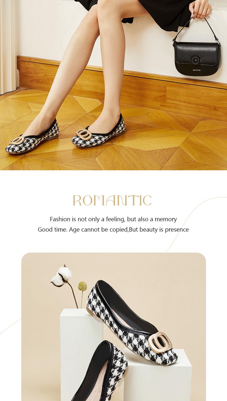 Product Introduction of Paris Zoey Giày nữ búp bê nữ màu đen và trắng Vintage thanh lịch nữ giày Đơn giản Shoes 19