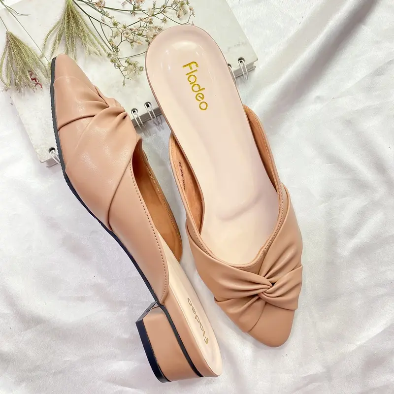 FLADEO Sandal Wanita Hak Tahu 3cm Variasi Pita Silang Nyaman Dipakai Shoes Sendal Naik Size 1