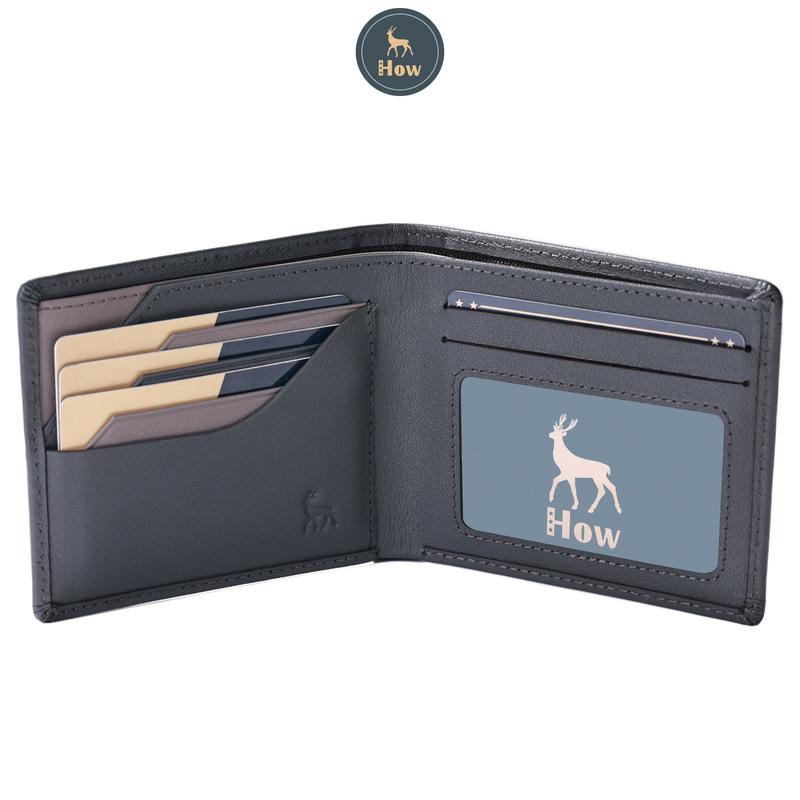 Có Khắc Tên Bóp Da Nam Cao Cấp HOW Chất Da Bò Mastrotto Chính Hãng Italy Thiết Kế Hình Thang Thời Thượng HN03 Nhiều Ngăn Ví Wallet Chữ Nhật