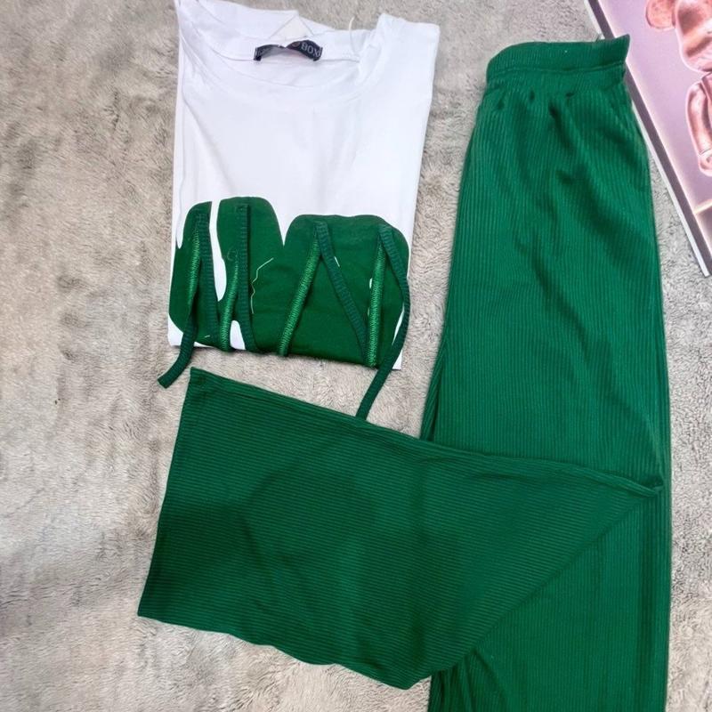 Set đồ dài áo thun cotton kết hợp quần thun gân mặc nhà - T24 Nữ Top Women Voi Quần Ngủ