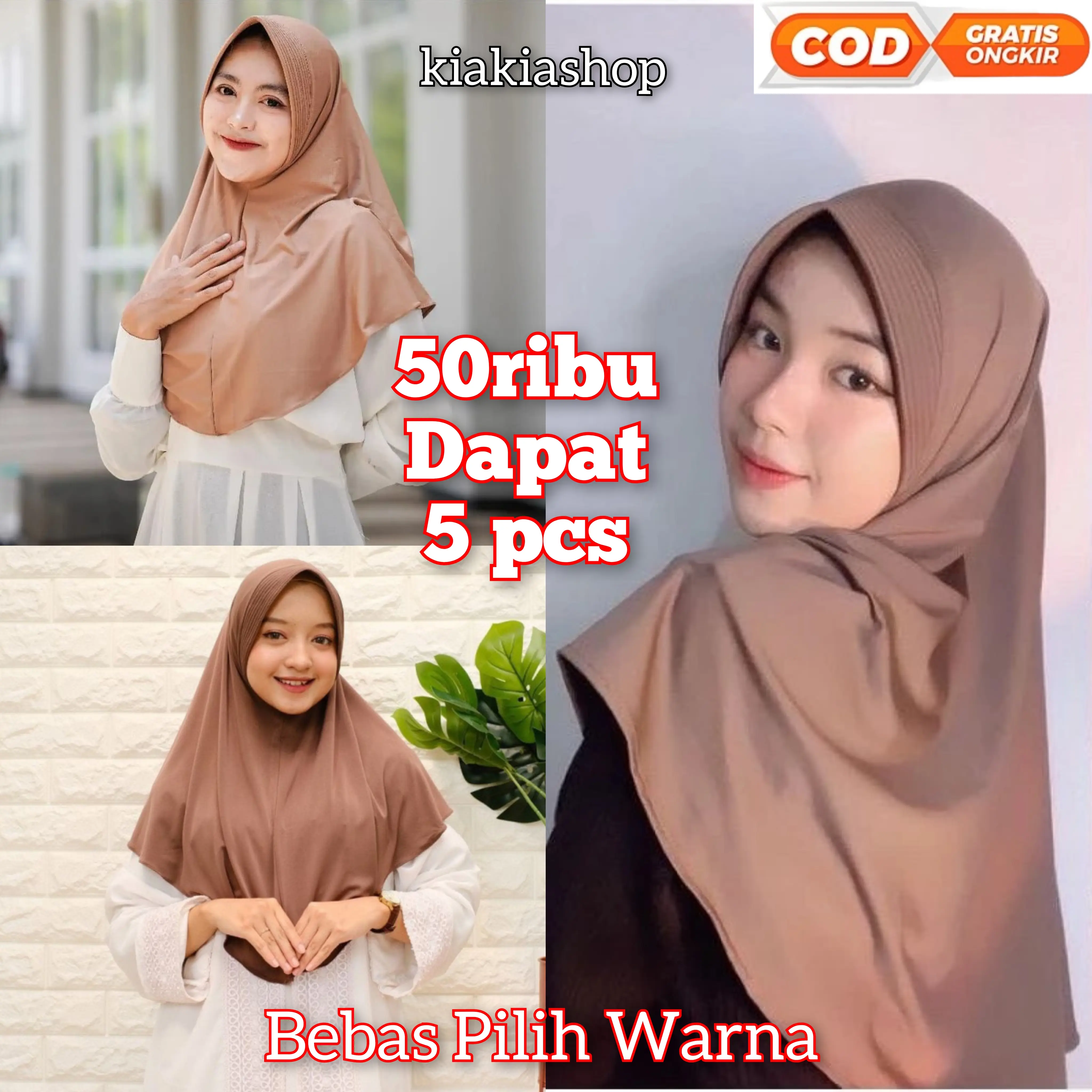 (50ribu 5pcs) PAKET USAHA BERGO HAMIDAH SIZE M Jilbab Standar Kerudung Instan