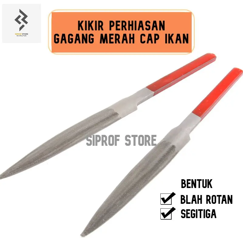 Kikir Perhiasan Gagang Merah Bentuk Segitiga atau Lancip