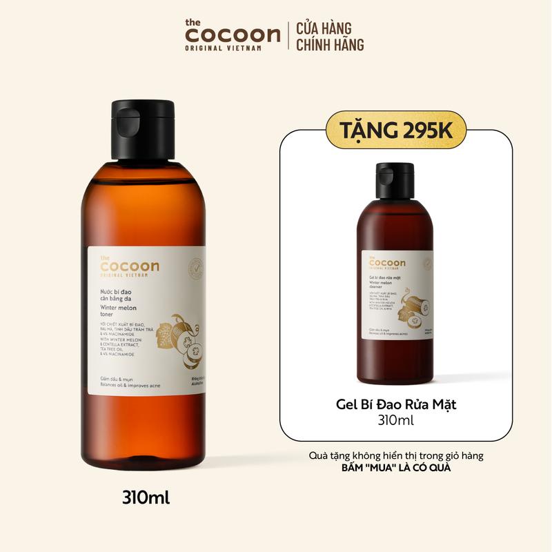 COMBO MUA 1 TẶNG 1 Bigsize - Nước bí đao cân bằng da toner Cocoon giảm dầu và mụn 310ml Tặng Bigsize Gel bí đao rửa mặt 310ml