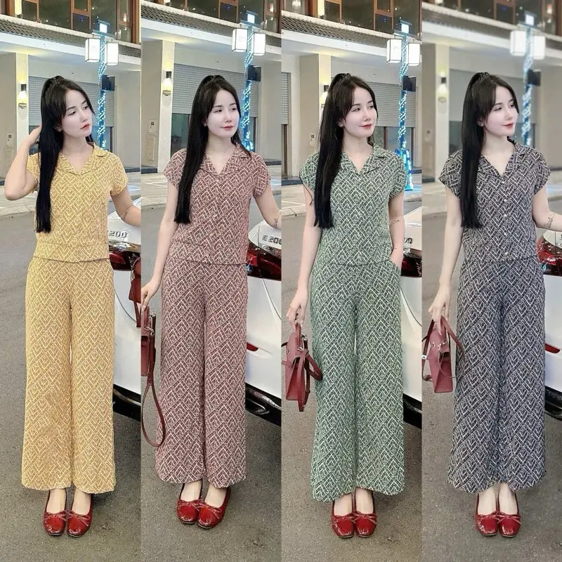 Bộ lụa hàn châu mát nhẹ (gấu thường+ quần cạp chun)ảnh thật ở cuối ạ