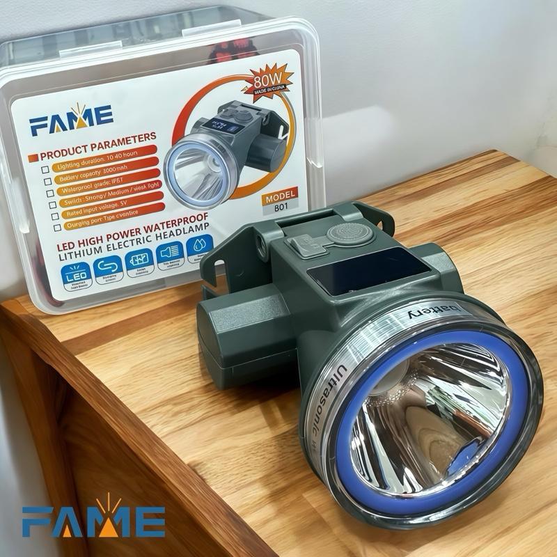 Đèn Đội Đầu FAME B1- Pin trâu Sáng liên tục 10-20-40h, Màn hình LED hiển thị, Đèn ép chân không kín nước đi mưa 6