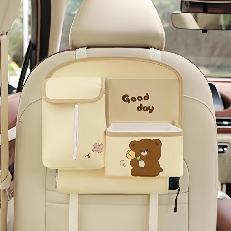 Product Introduction of Cartoon Pattern Car Seat Back Storage Bag, Multifunctional Car Seat Back Organizer, Car Interior Accessories for Car Stowing & Tidying 6