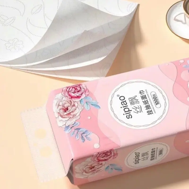 ￼ [Tặng móc treo] Combo 10 Bịch Giấy Treo Đa Năng SIPIAO Hoa Hồng, Khăn Rút Treo Trường 4 Lớp mỗi bịch 1000 Tờ Loại 1 3