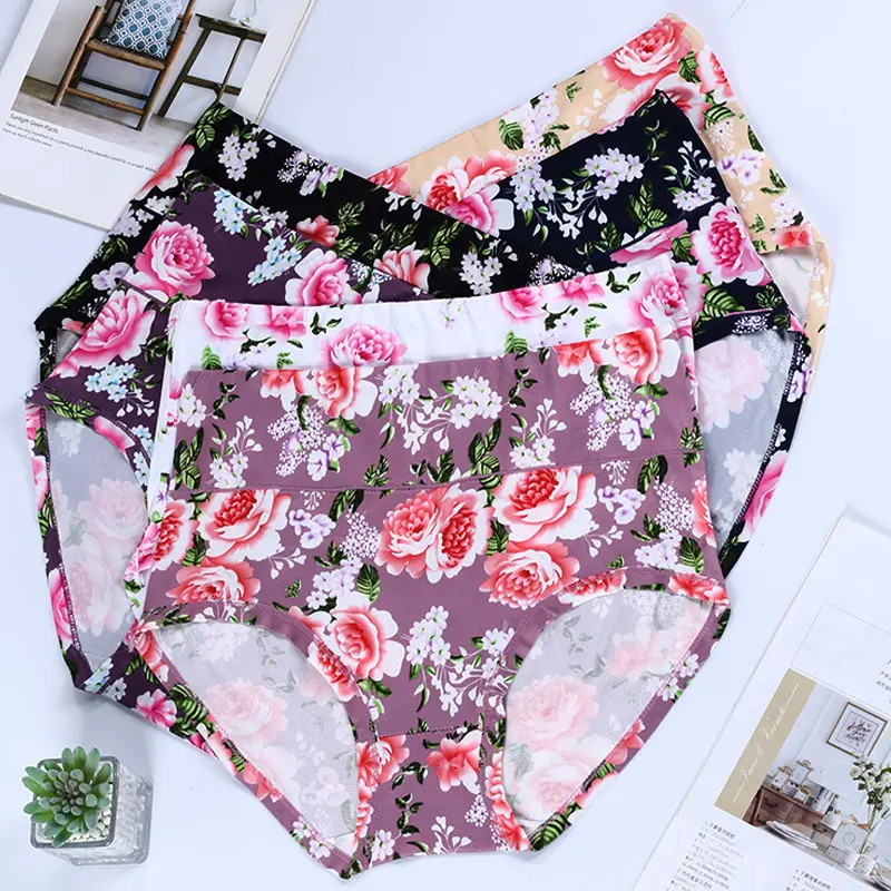Women's High Waist Underwear Milk Silk Fabric Soft and Comfortable Close-Fitting Rose Sexy Briefs Hot Sale Panty Womenswear Lady Innerwear