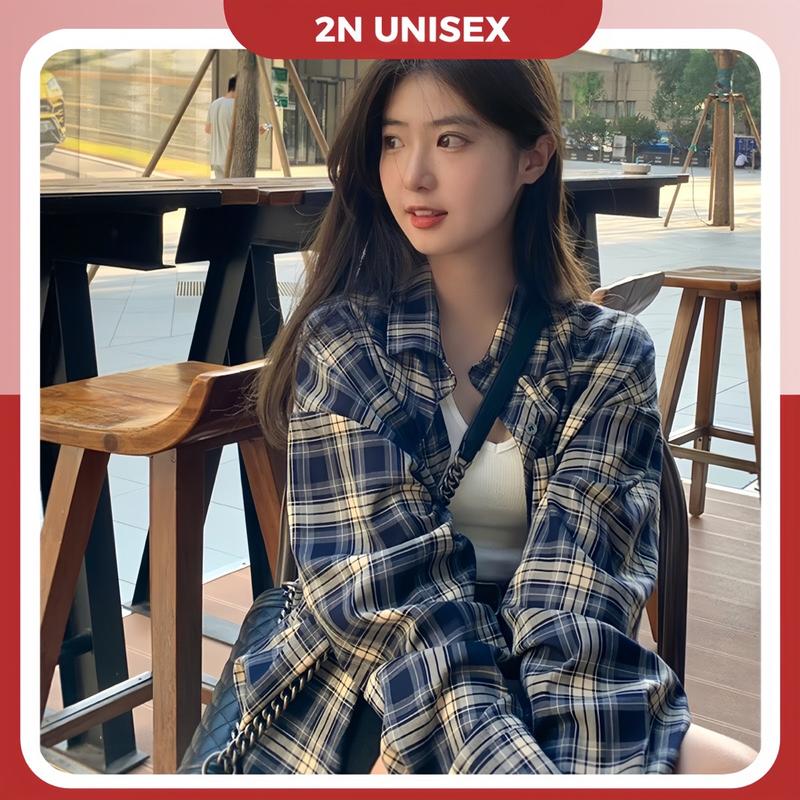  Áo sơ mi nữ form rộng kẻ Caro khoác ngoài SM13 – 2N Unisex 